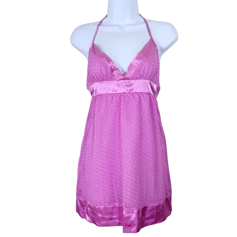 Forever Pink Halter Babydoll Mini Dress‎ Y2K